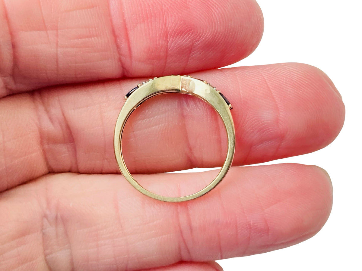 9ct Gold Sapphire & Diamond Wishbone Ring