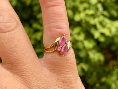 9ct Gold Pink Tourmaline & Pink Sapphire Ring