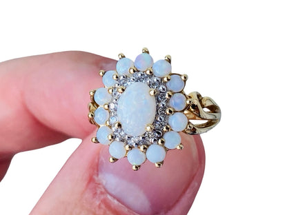 9ct Gold Opal & Diamond Ring