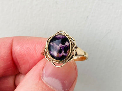 9ct Gold Blue John Ring