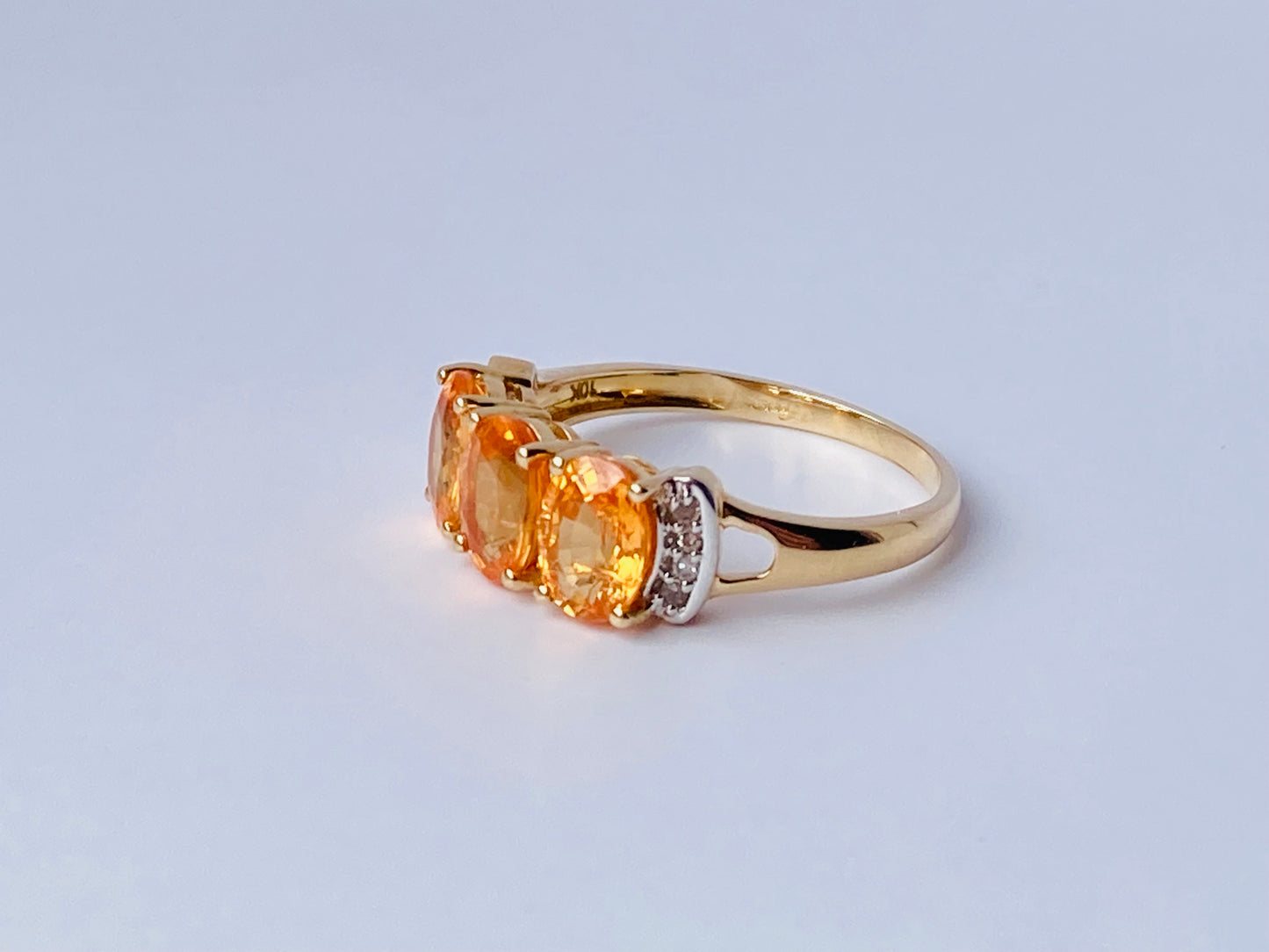 9ct Gold Spessartite Garnet & Diamond Ring