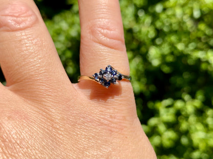 Vintage 9ct Gold Sapphire & Diamond Ring