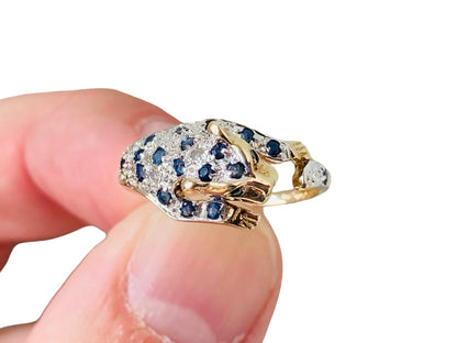 9ct Gold Sapphire & Diamond Panther Ring