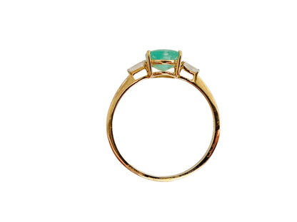 9ct Gold Emerald & Zircon Ring