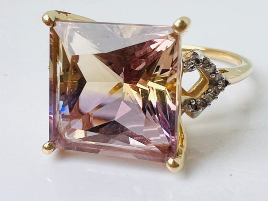 9ct Gold Ametrine & Diamond Ring