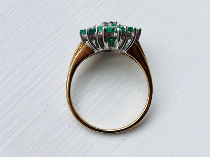 Vintage 9ct Gold Emerald & Diamond Ring