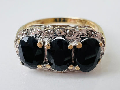 Vintage 9ct Gold Sapphire & Diamond Ring