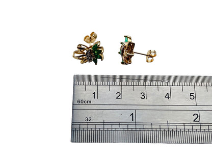 14ct Gold Emerald & Diamond Earrings
