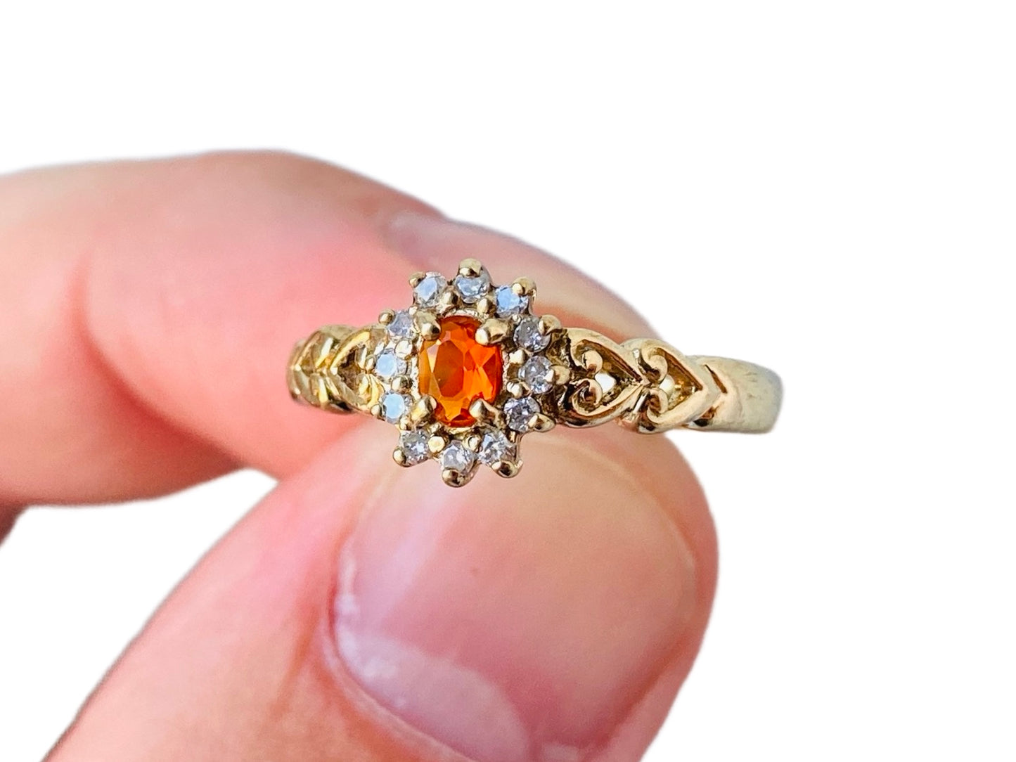9ct Gold Citrine & Diamond Ring