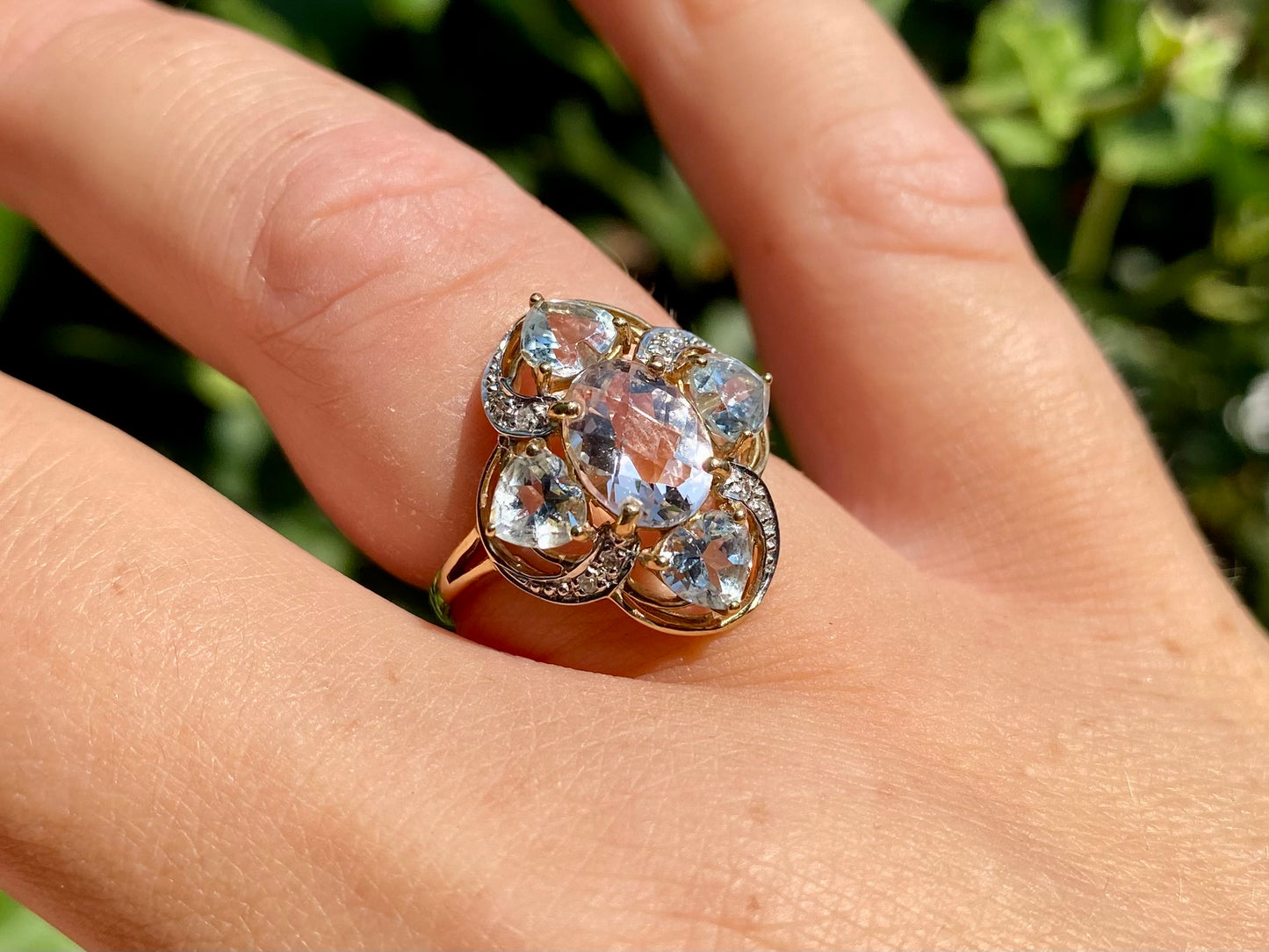 9ct Gold Morganite, Beryl & Diamond Ring