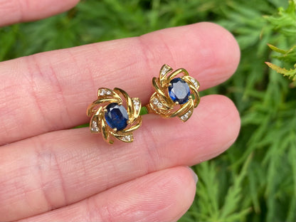 18ct Gold Sapphire & Diamond Earrings