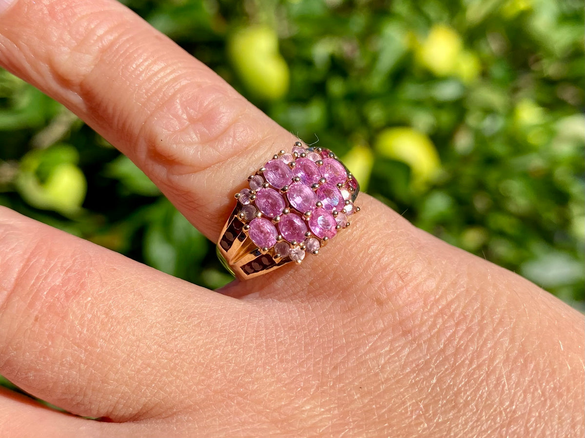 9ct Gold Pink Sapphire & Pink Tourmaline Ring