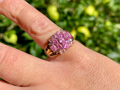 9ct Gold Pink Sapphire & Pink Tourmaline Ring