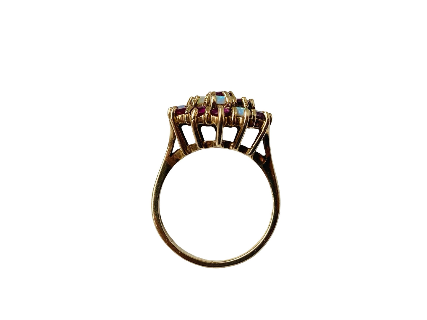 Vintage 9ct Gold Ruby & Opal Ring