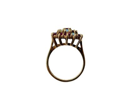 Vintage 9ct Gold Ruby & Opal Ring