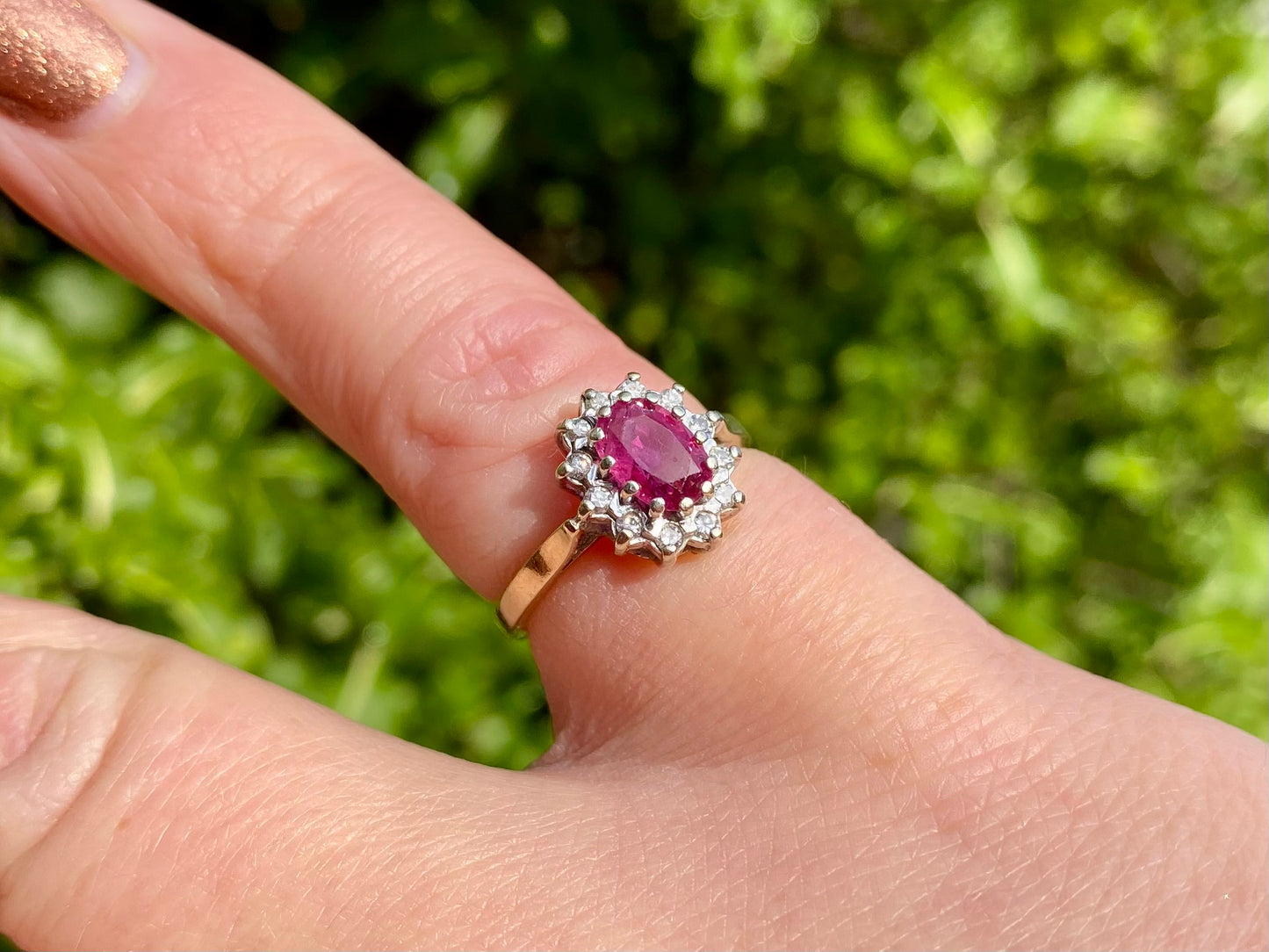 Vintage 9ct Gold Ruby & Diamond Ring