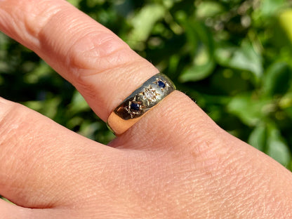 Vintage 9ct Gold Sapphire & Diamond Ring