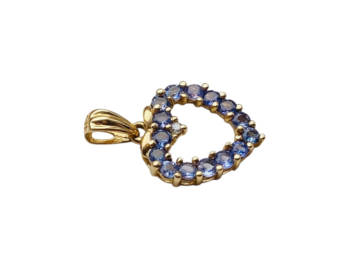 9ct Gold Tanzanite & Diamond Heart Pendant