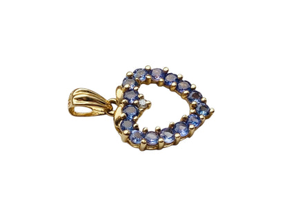 9ct Gold Tanzanite & Diamond Heart Pendant