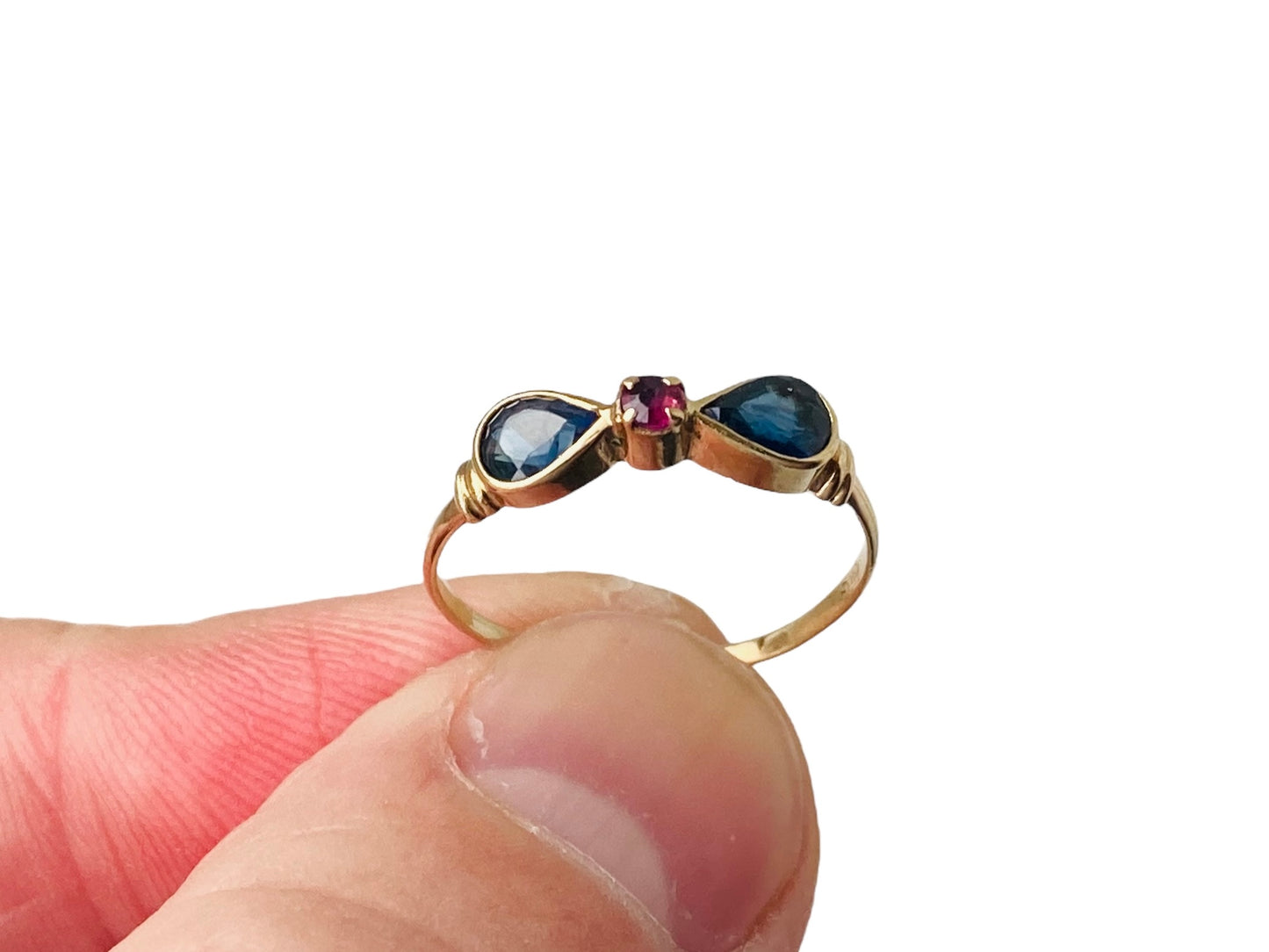 Vintage 9ct Gold Sapphire & Ruby Ring