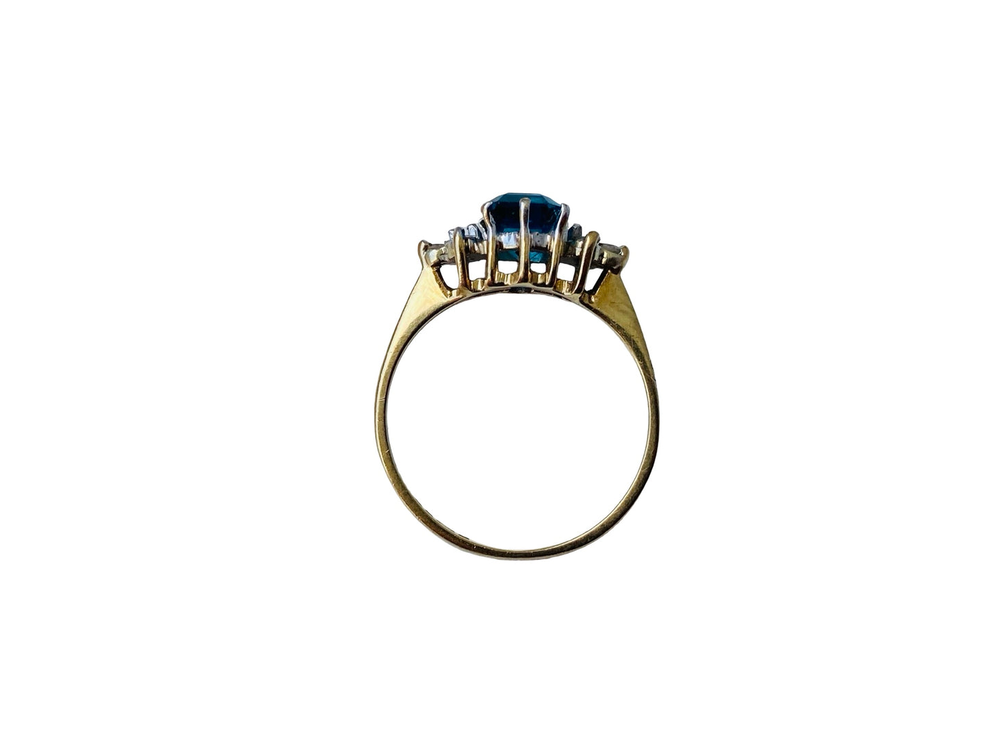 Vintage 9ct Gold Topaz & Diamond Ring