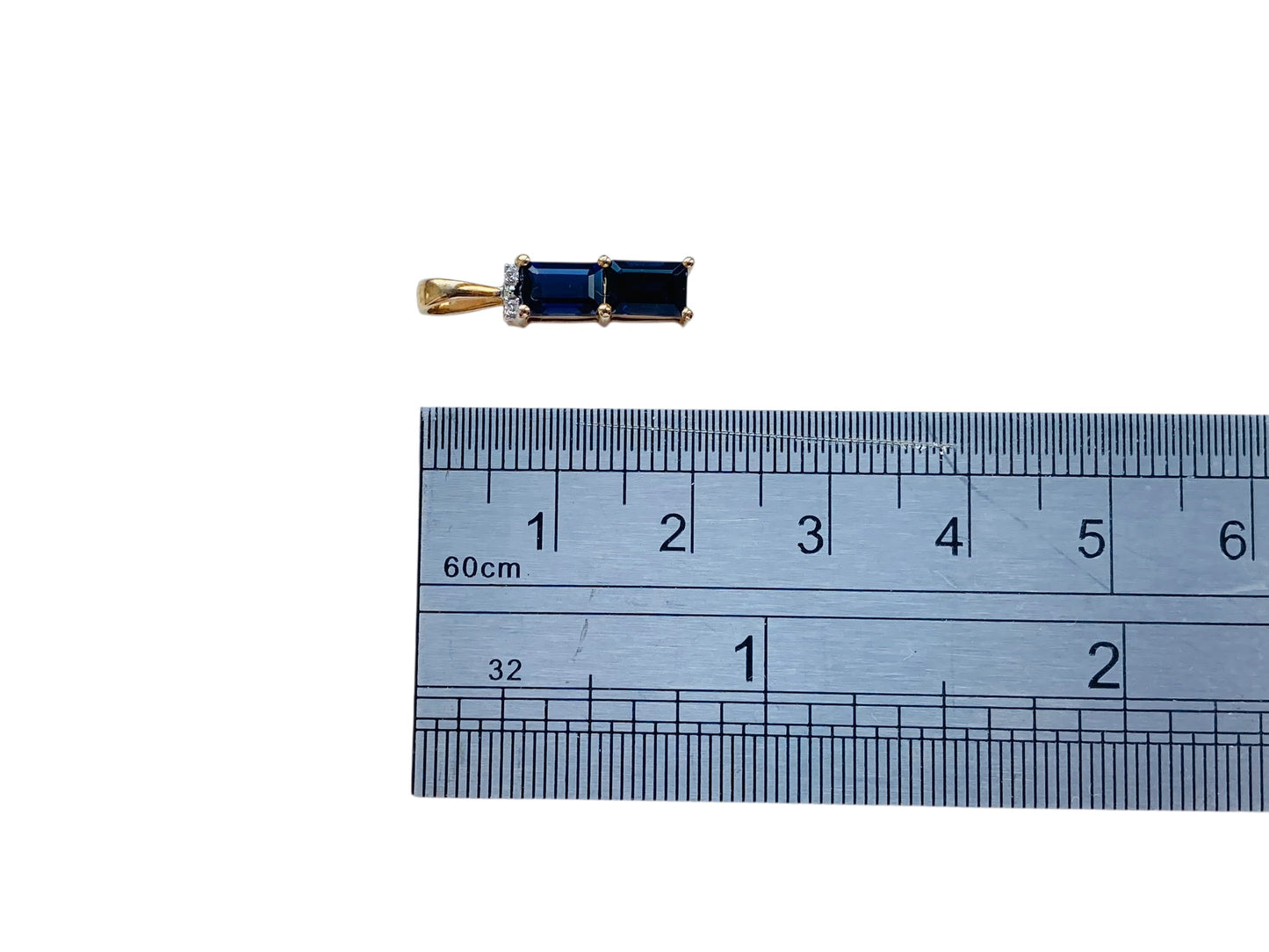 10ct Gold Iolite & Diamond Pendant