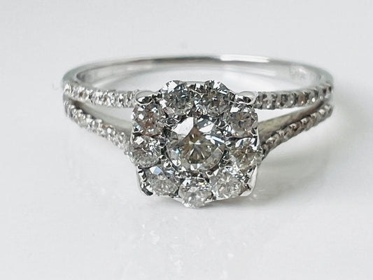 18ct Gold Diamond Halo Ring