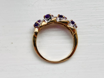 9ct Gold Amethyst & Diamond Ring