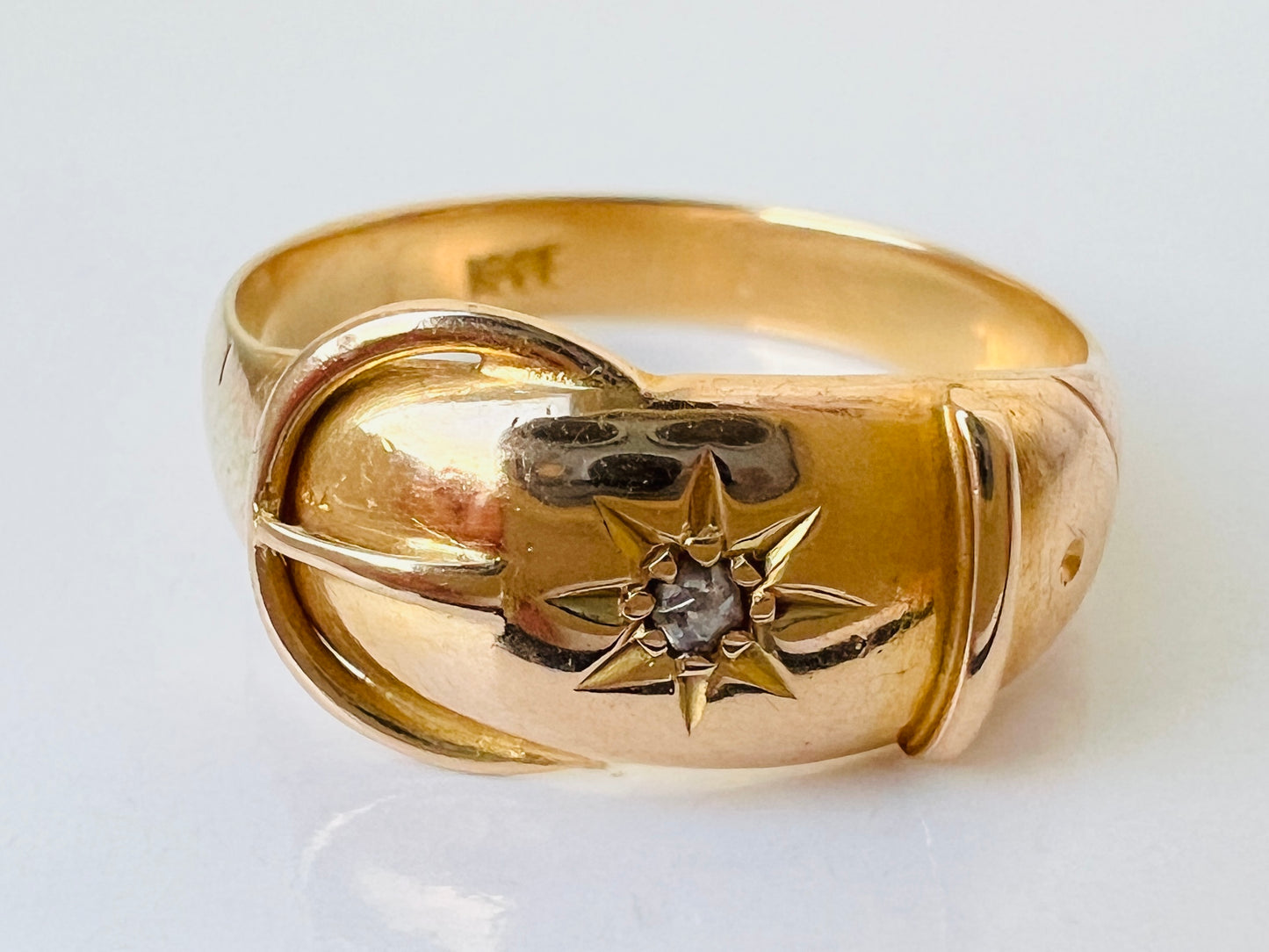 Antique 18ct Gold Belt Buckle Diamond Ring