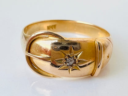 Antique 18ct Gold Belt Buckle Diamond Ring