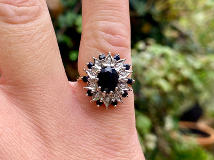 Vintage 9ct Gold Sapphire & Diamond Ring