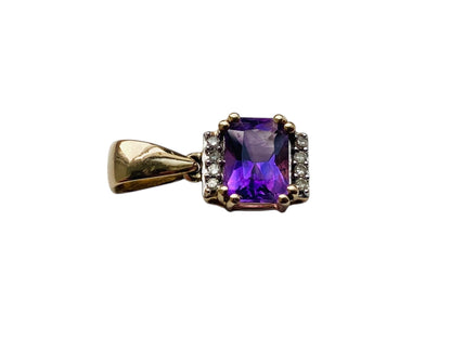 9ct Gold Amethyst & Diamond Pendant