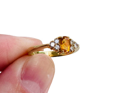 18ct Gold Citrine & Diamond Ring