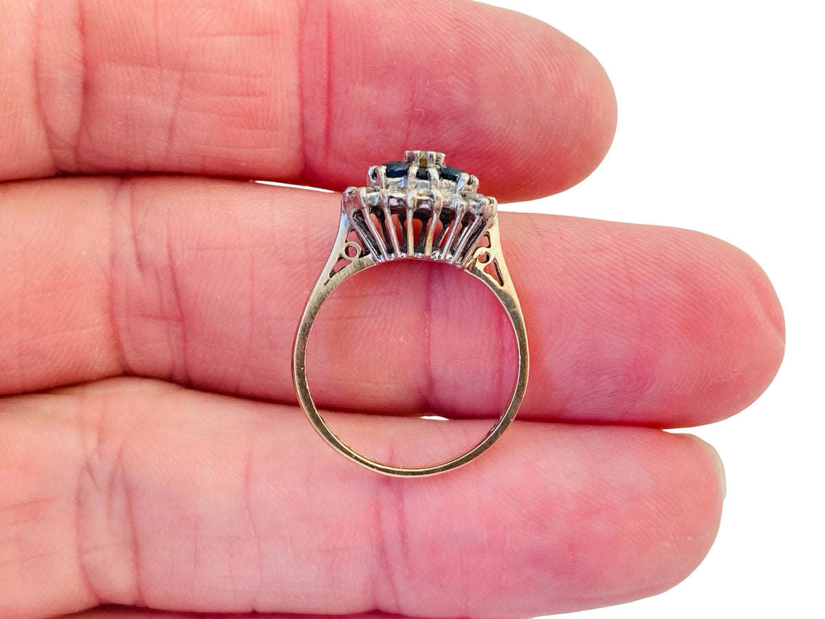 Vintage 9ct Gold Sapphire & Diamond Ring