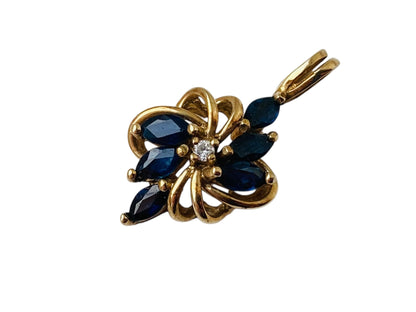 9ct Gold Sapphire & Diamond Pendant