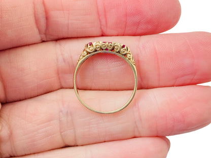 Vintage 9ct Gold Ruby & Diamond Ring