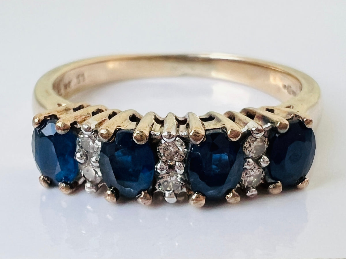 9ct Gold Sapphire & Diamond Ring