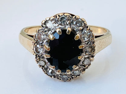 Vintage 9ct Gold Sapphire & Diamond Ring