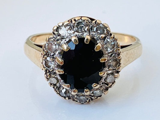 Vintage 9ct Gold Sapphire & Diamond Ring