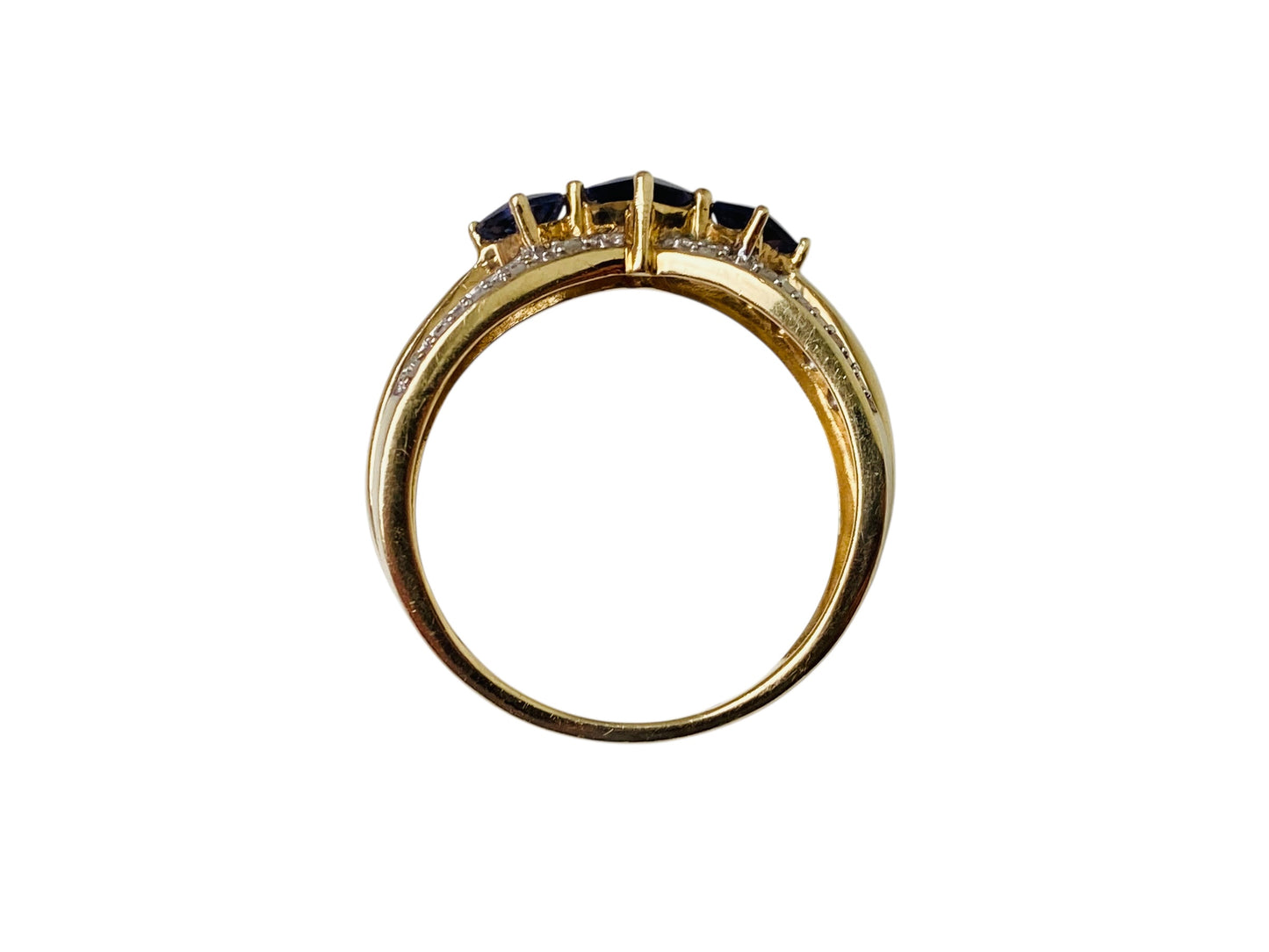 9ct Gold Iolite & Diamond Ring