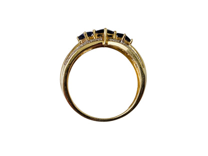 9ct Gold Iolite & Diamond Ring