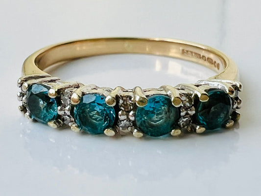 Vintage 9ct Gold Topaz & Diamond Ring