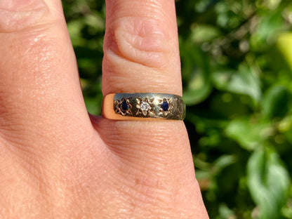 Vintage 9ct Gold Sapphire & Diamond Ring