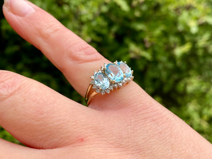 9ct Gold Topaz & Diamond Ring