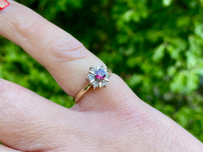 Vintage 9ct Gold Ruby & Diamond Ring