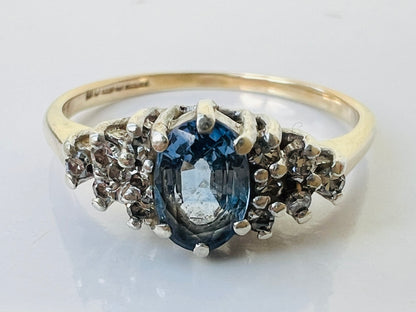 Vintage 9ct Gold Sapphire & Diamond Ring
