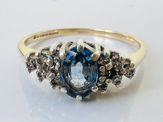 Vintage 9ct Gold Sapphire & Diamond Ring