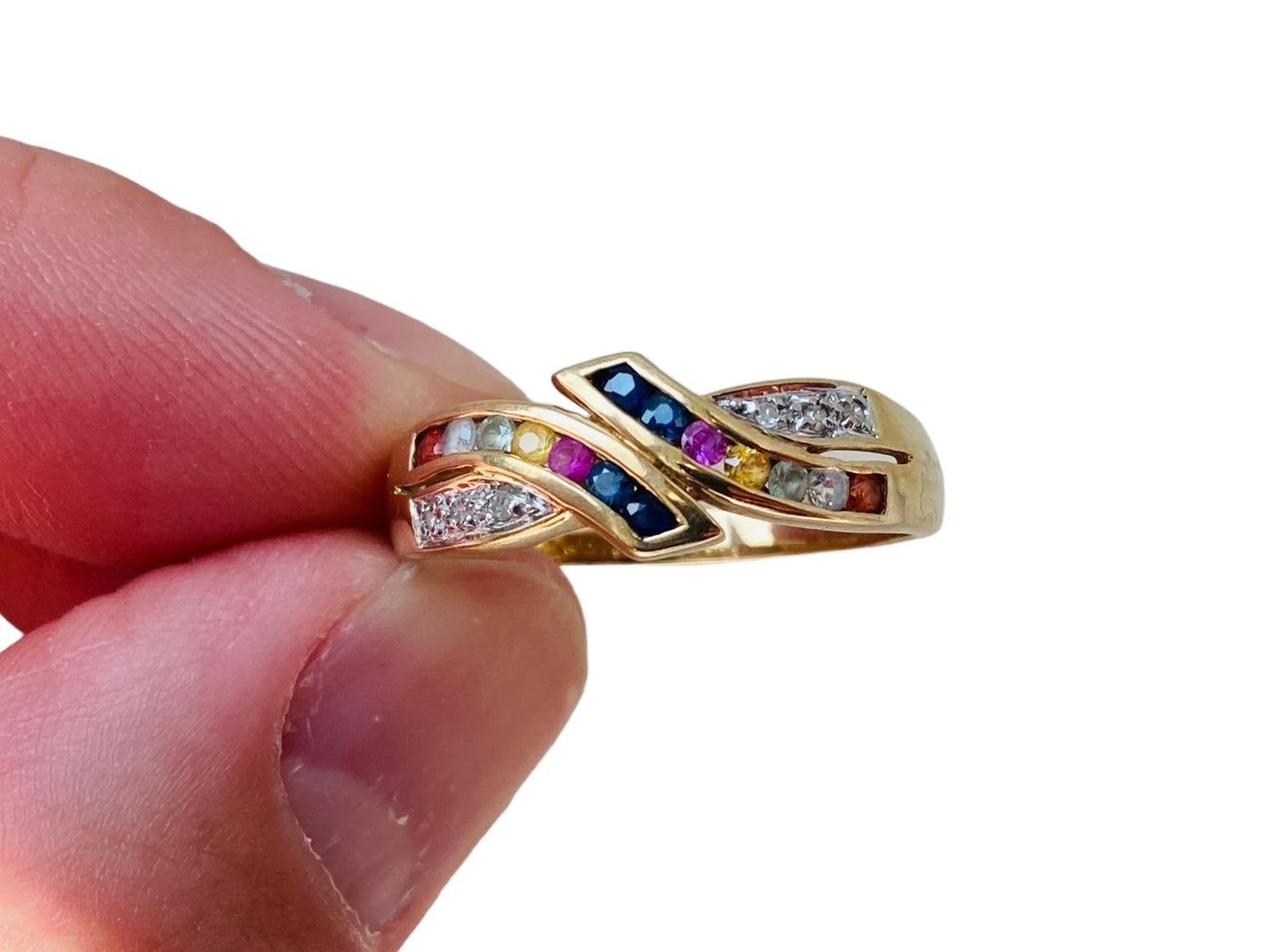 9ct Gold Multi Sapphire & Diamond Ring