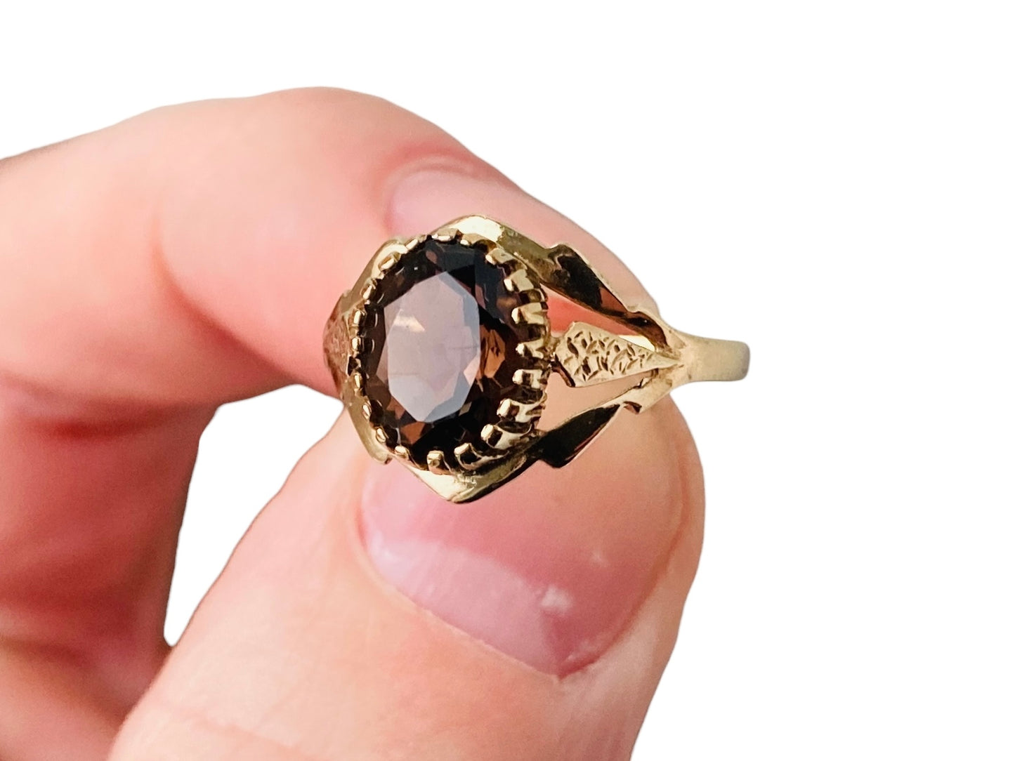 Vintage 9ct Gold Smoky Quartz Ring