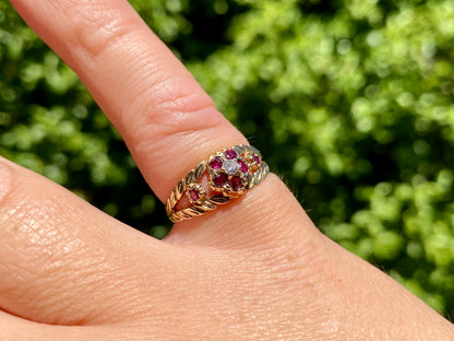 Vintage 9ct Gold Ruby & Diamond Ring